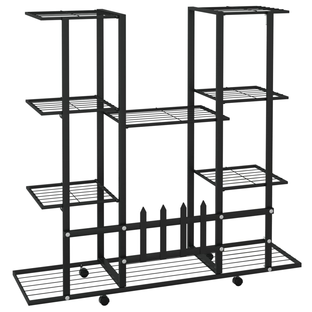 Flower Stand with Wheels 94.5x24.5x91.5 cm Black Iron