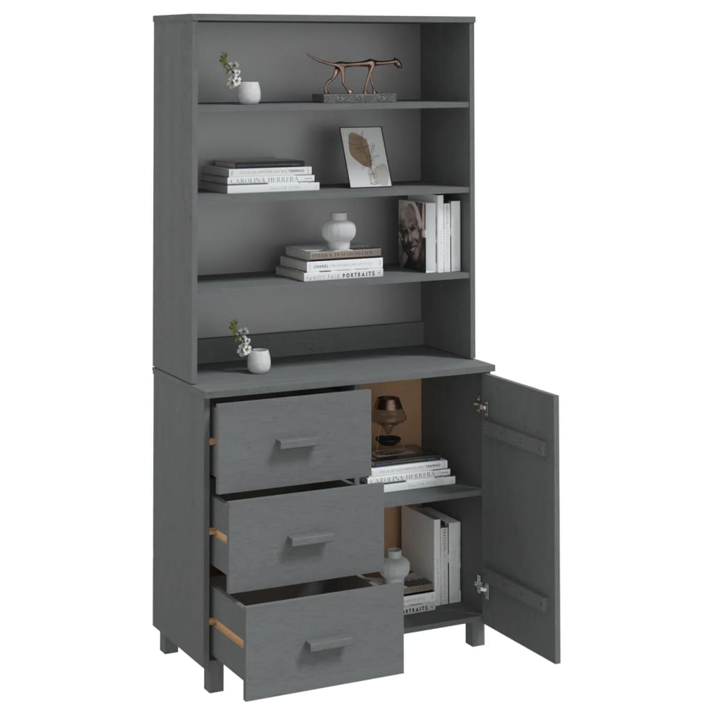 Highboard "HAMAR" Solid Wood Pine Dark Grey