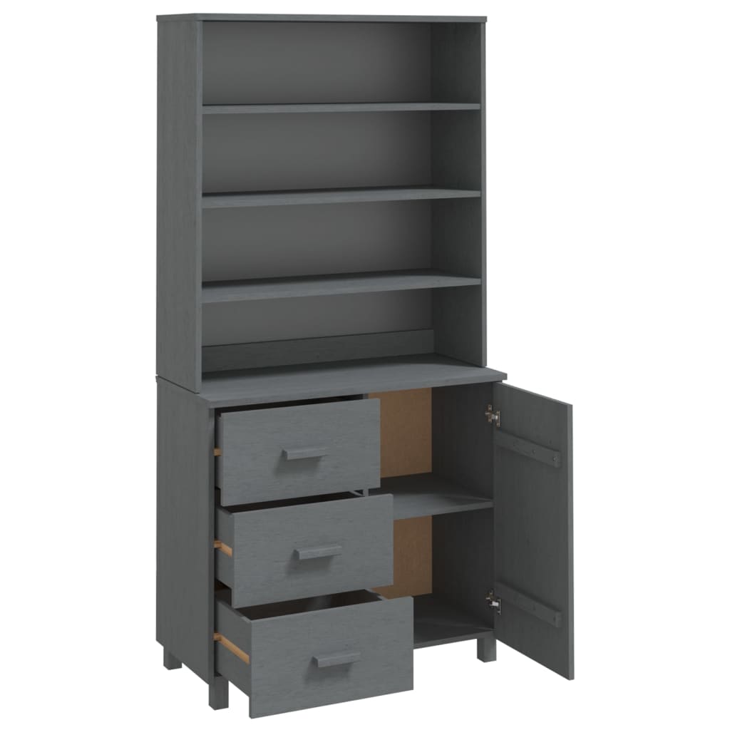 Highboard "HAMAR" Solid Wood Pine Dark Grey