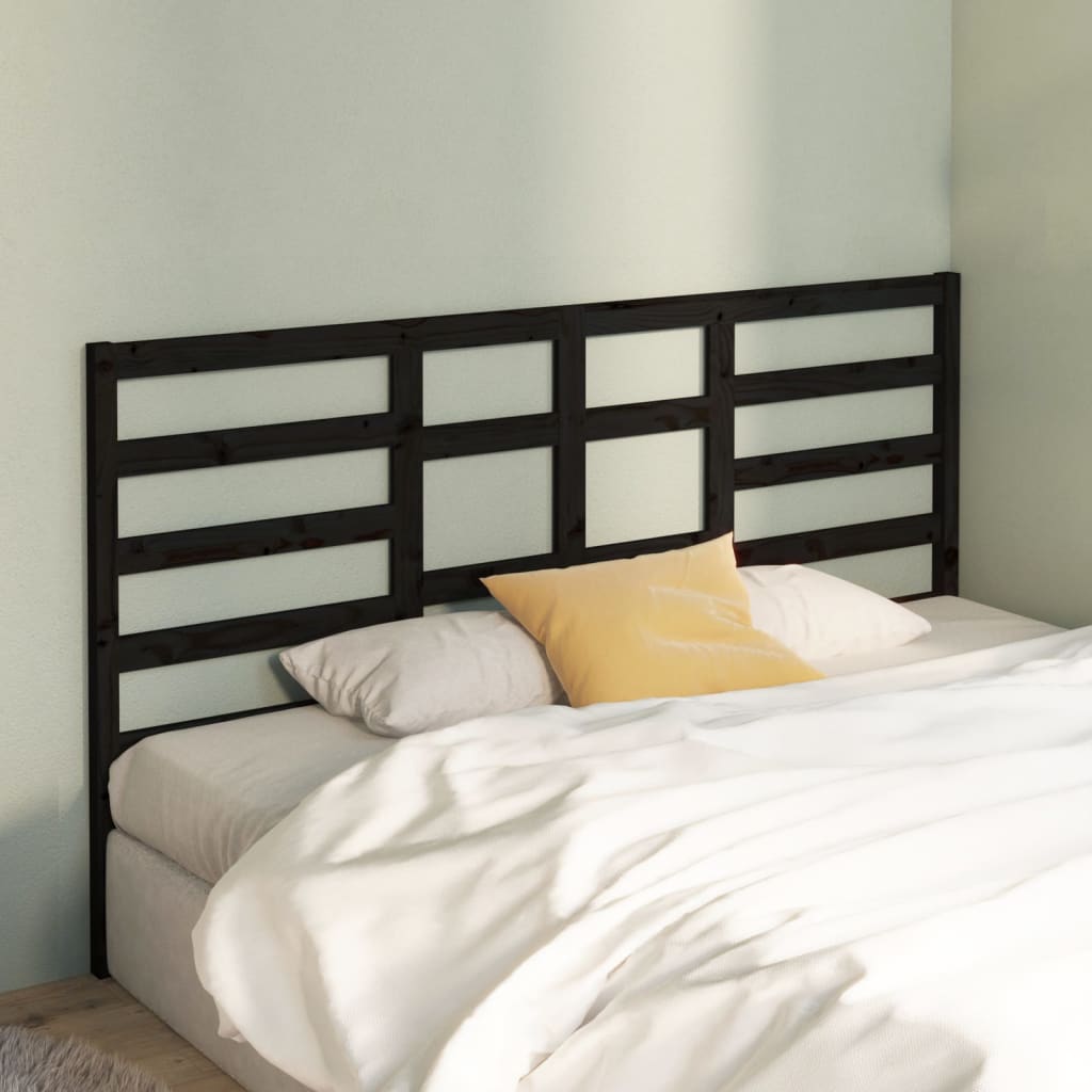 Bed Headboard Black 186 cm Solid Wood Pine