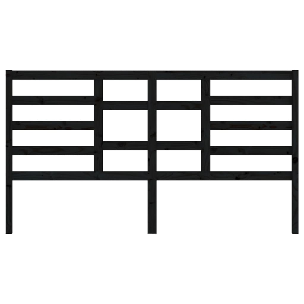 Bed Headboard Black 186 cm Solid Wood Pine