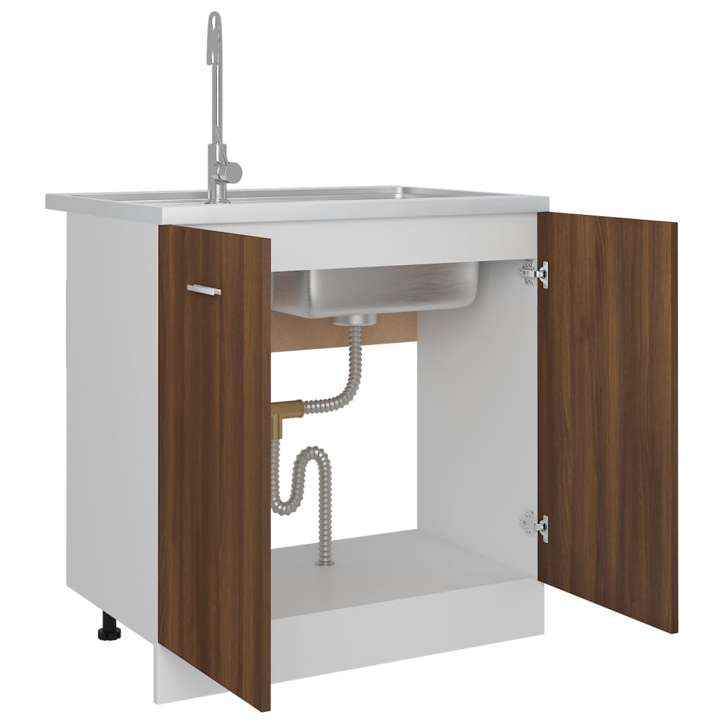 Sink Bottom Cabinet Lyon Brown Oak 80x46x81.5 cm Engineered Wood