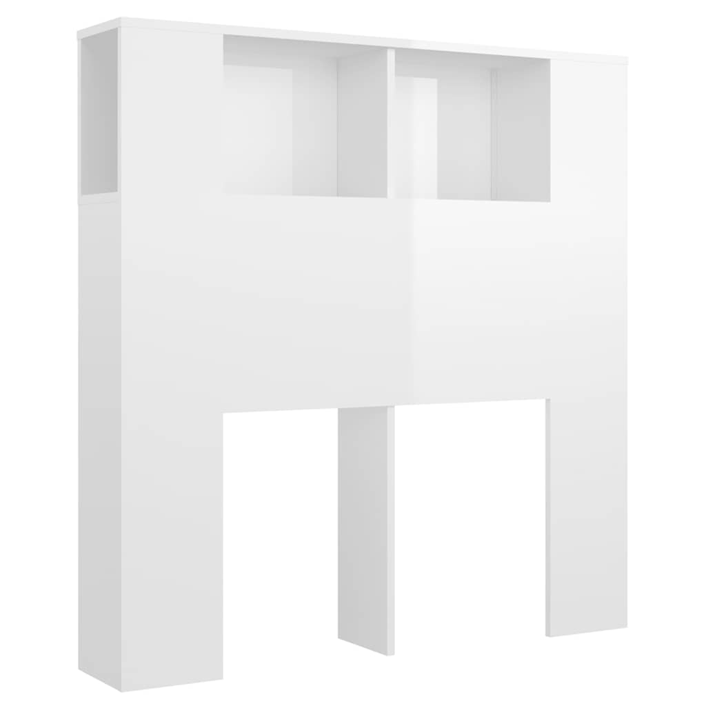Headboard Cabinet High Gloss White 100 cm