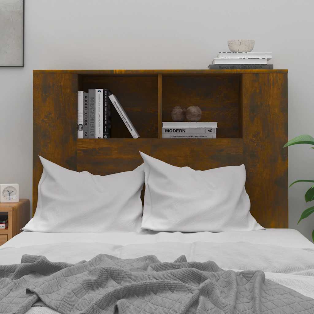 Headboard Cabinet Smoked Oak 100 cm