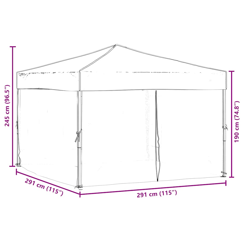Folding Party Tent with Sidewalls Anthracite 3x3 m