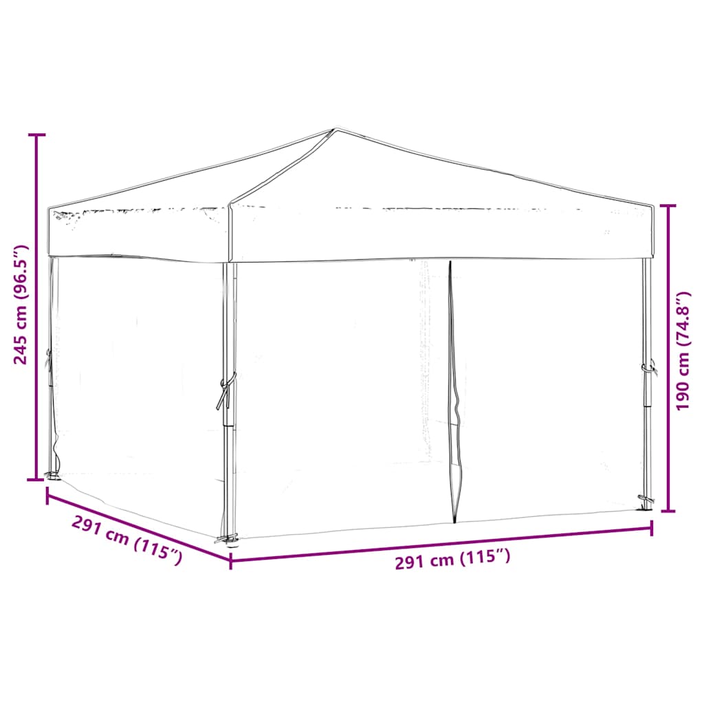Folding Party Tent with Sidewalls White 3x3 m