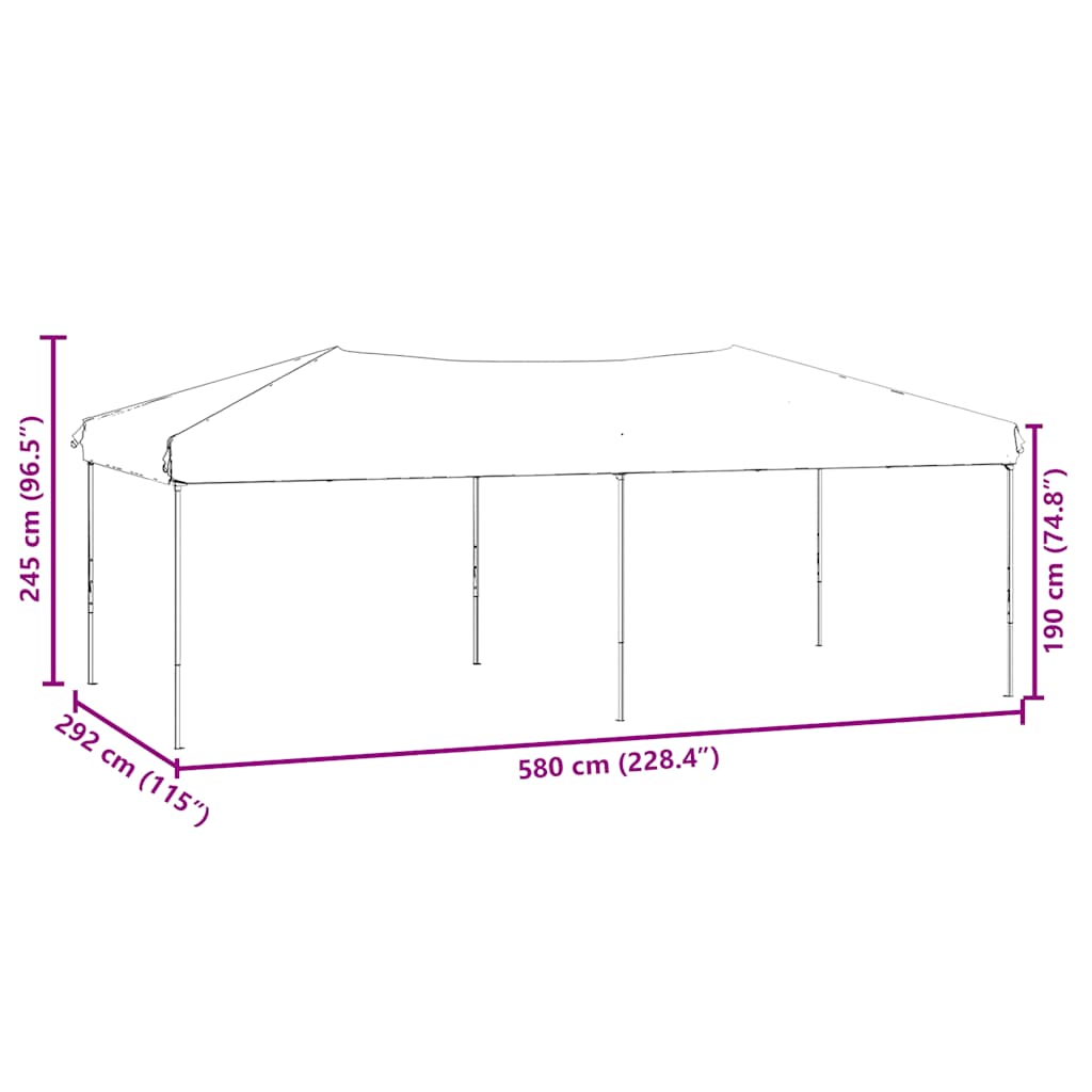 Folding Party Tent with Sidewalls Black 3x6 m