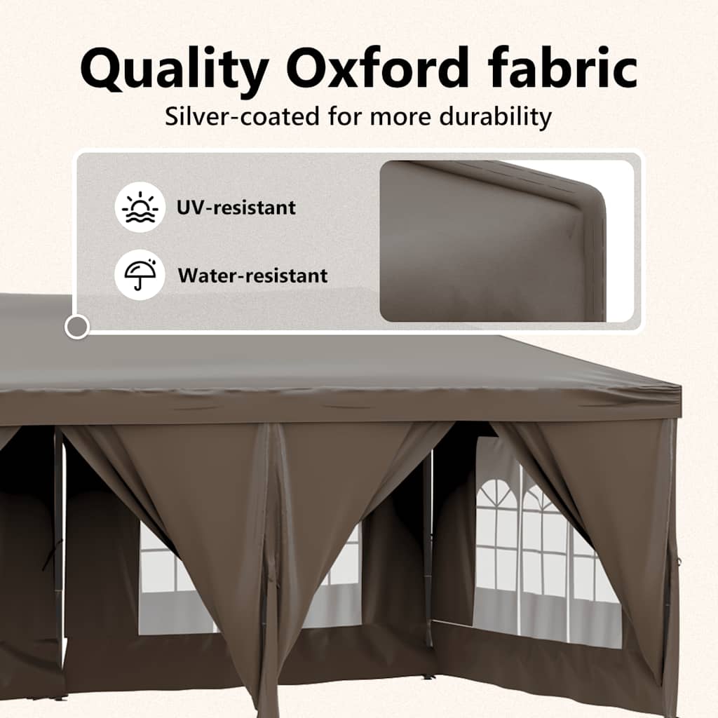 Folding Party Tent with Sidewalls Taupe 3x6 m