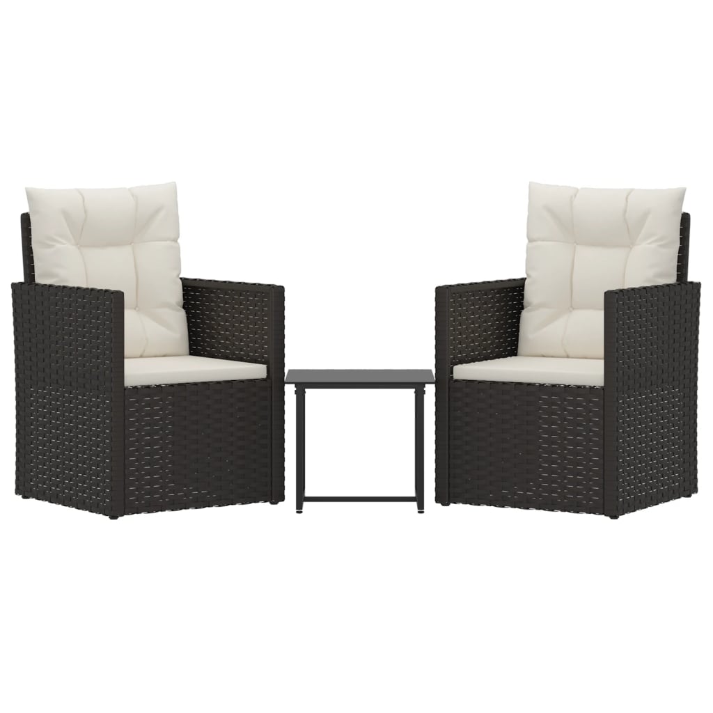 3 Piece Outdoor Lounge Set with Cushions Poly Rattan Black