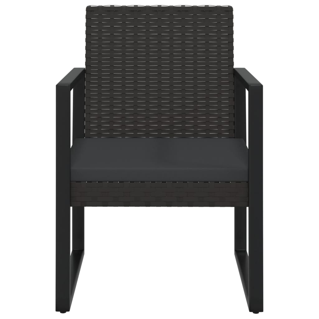 3 Piece Garden Lounge Set with Cushions Black Poly Rattan