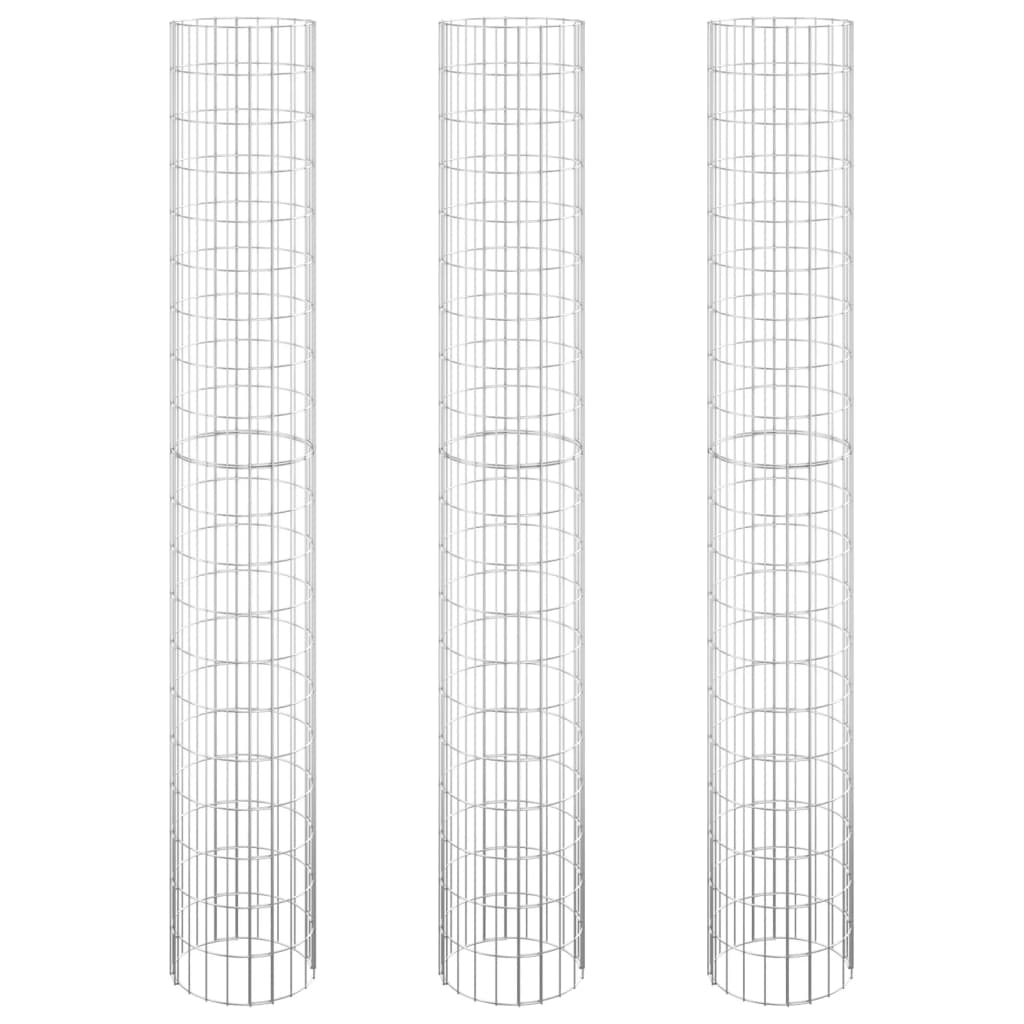 Circular Gabion Raised Beds 3 pcs Galvanised Steel Ø30x200 cm