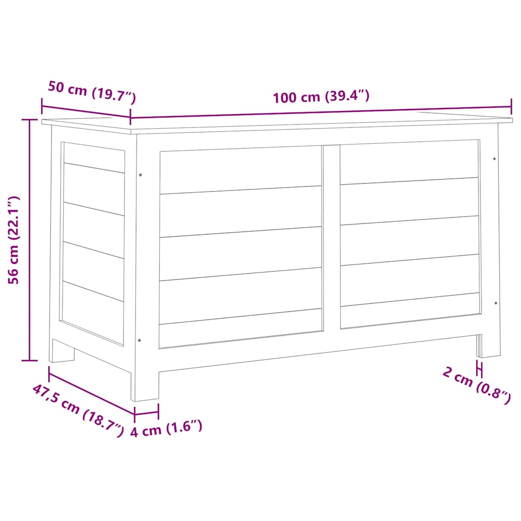 Outdoor Cushion Box 100x50x56 cm Solid Wood Fir