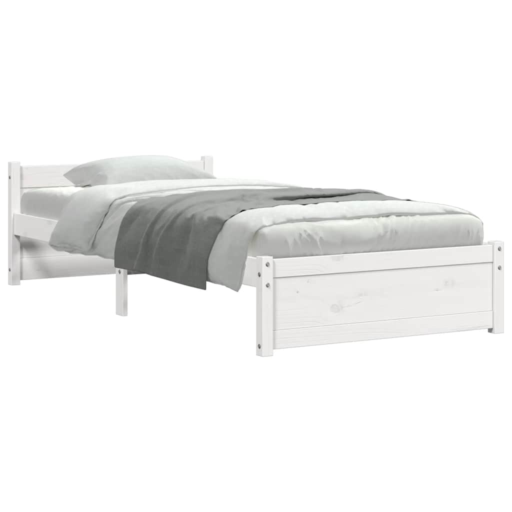 Bed Frame without Mattress White Solid Wood 90x190 cm