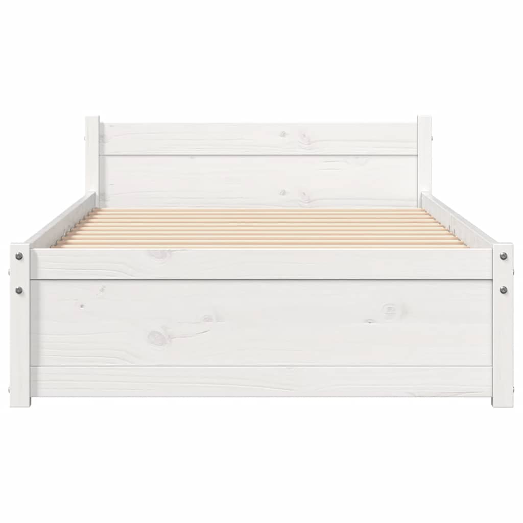 Bed Frame without Mattress White Solid Wood 90x190 cm