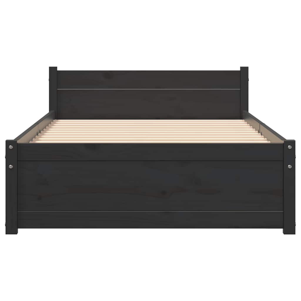 Bed Frame without Mattress Black Solid Wood 90x190 cm