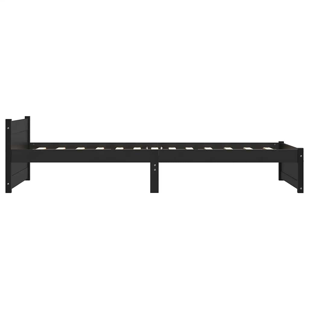 Bed Frame without Mattress Black Solid Wood 90x190 cm