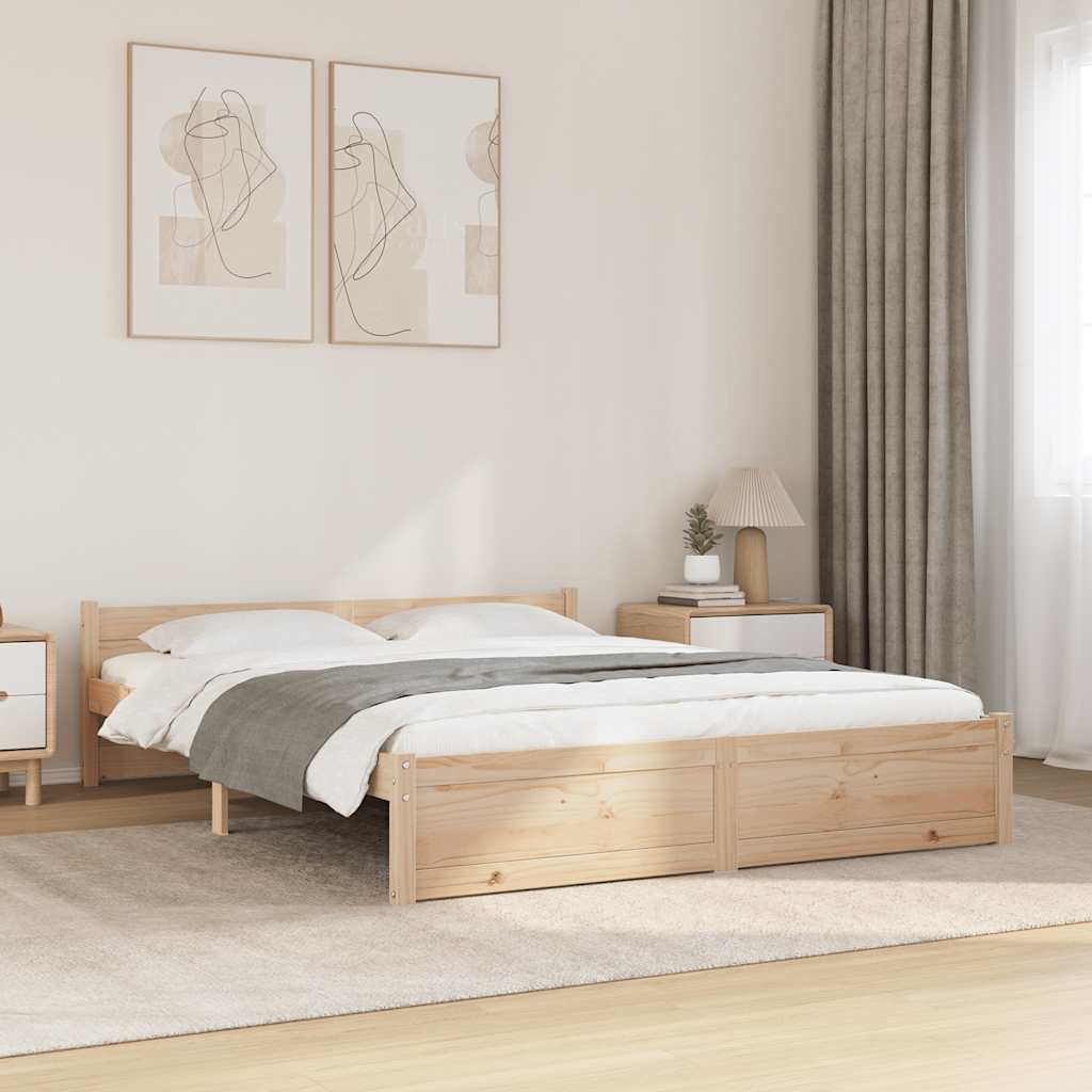 Bed Frame without Mattress Solid Wood 135x190 cm