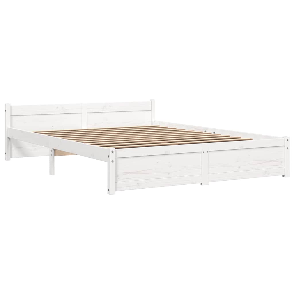 Bed Frame without Mattress White Solid Wood 150x200 cm