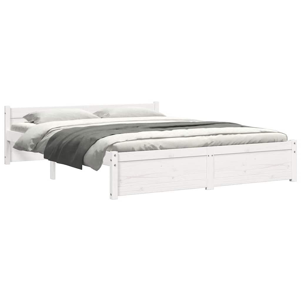 Bed Frame without Mattress White Solid Wood 150x200 cm