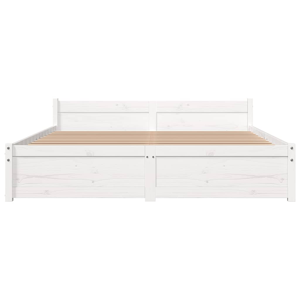 Bed Frame without Mattress White Solid Wood 150x200 cm