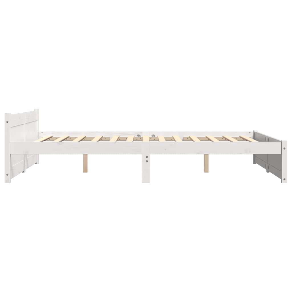 Bed Frame without Mattress White Solid Wood 150x200 cm