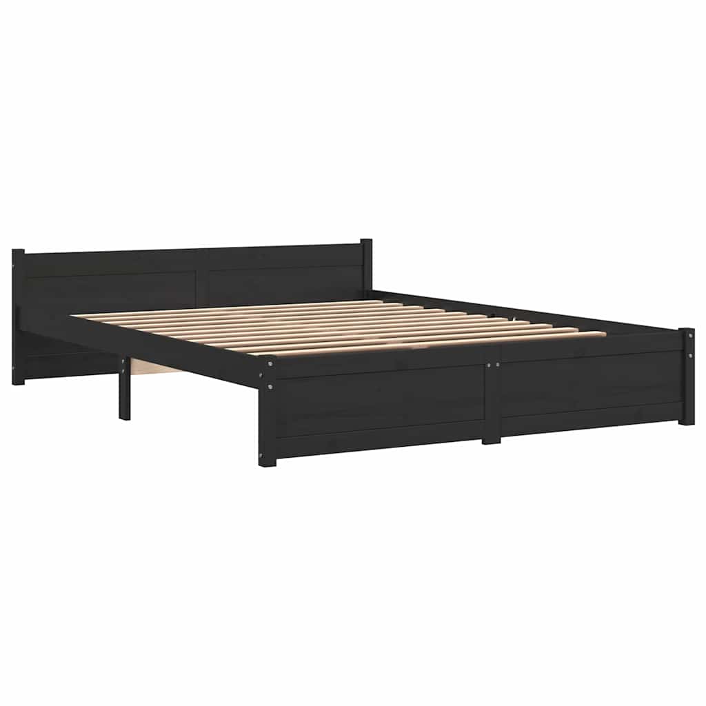 Bed Frame without Mattress Black Solid Wood 150x200 cm