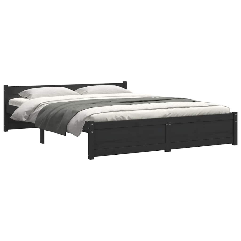 Bed Frame without Mattress Black Solid Wood 150x200 cm