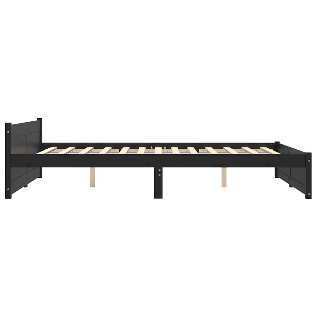 Bed Frame without Mattress Black Solid Wood 150x200 cm