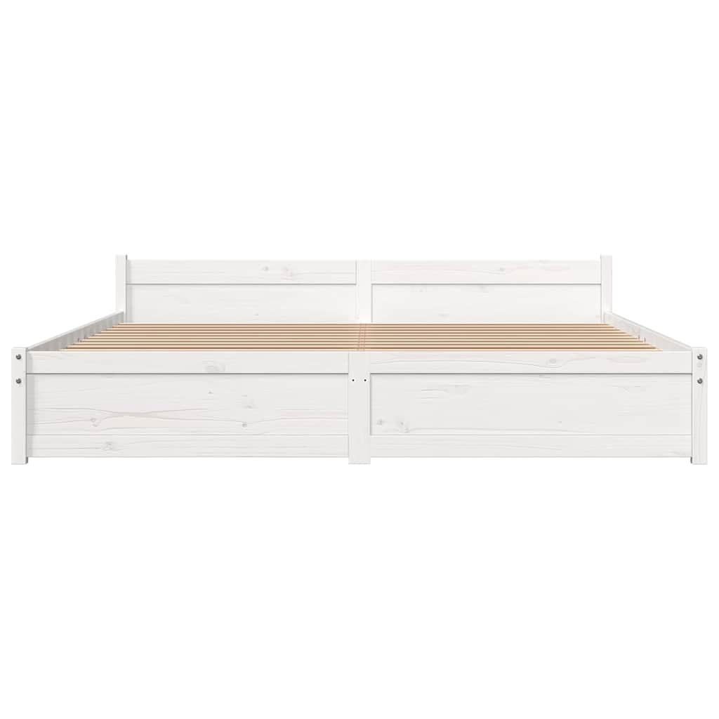 Bed Frame without Mattress White Solid Wood 183x203 cm King