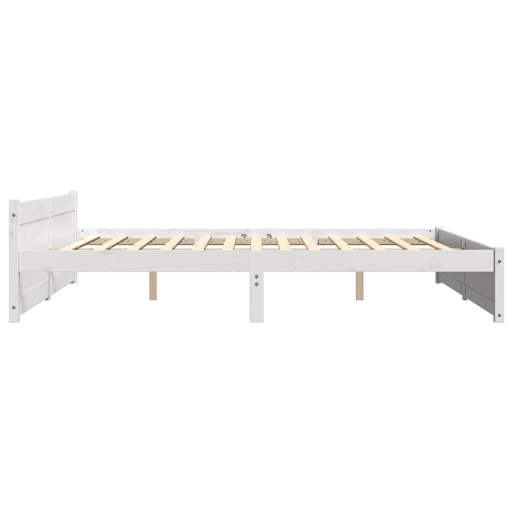 Bed Frame without Mattress White Solid Wood 183x203 cm King