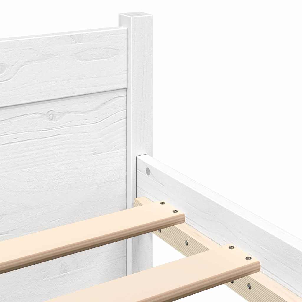 Bed Frame without Mattress White Solid Wood 183x203 cm King