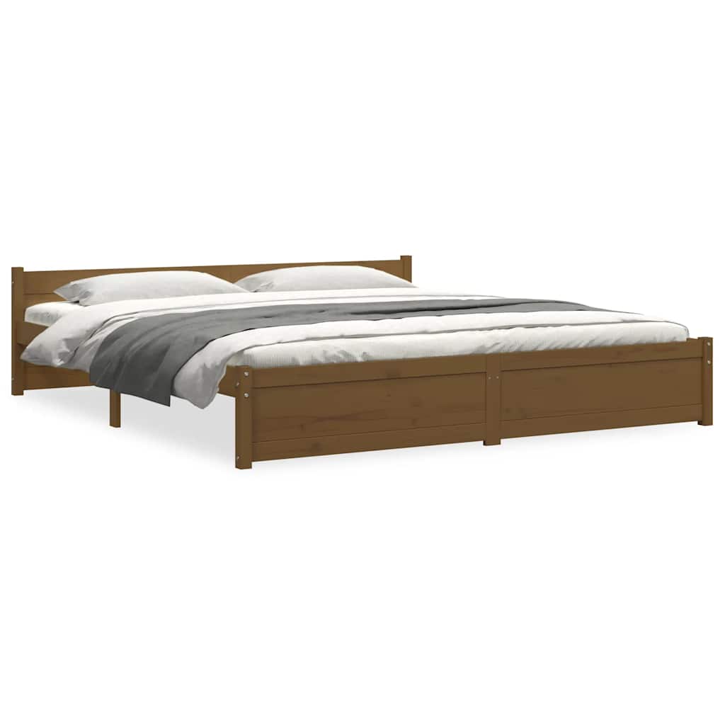 Bed Frame without Mattress Honey Brown Solid Wood 183x203 cm King