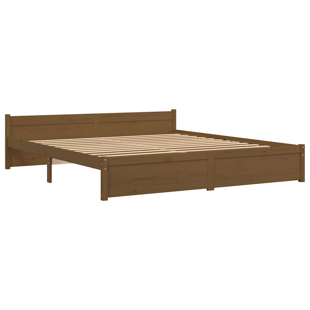 Bed Frame without Mattress Honey Brown Solid Wood 183x203 cm King