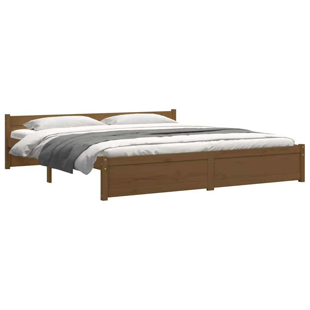 Bed Frame without Mattress Honey Brown Solid Wood 183x203 cm King