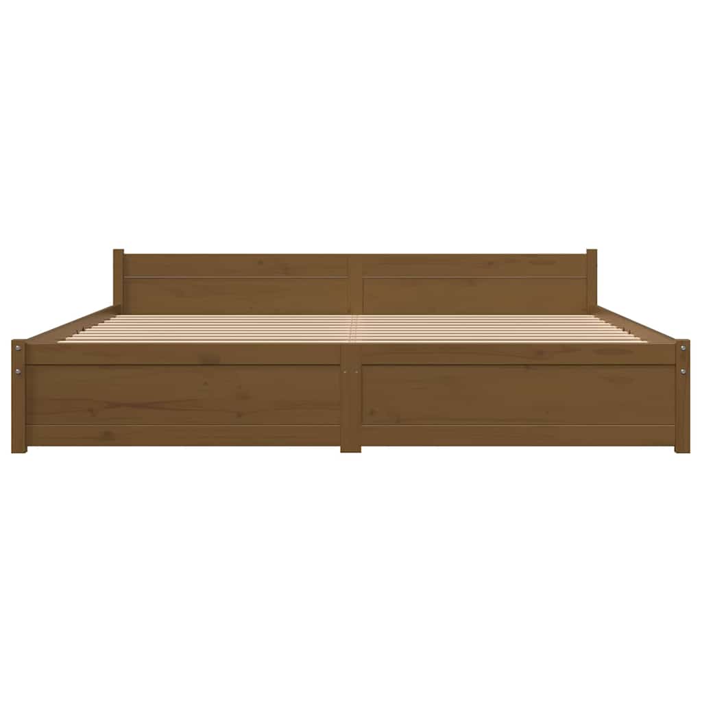 Bed Frame without Mattress Honey Brown Solid Wood 183x203 cm King