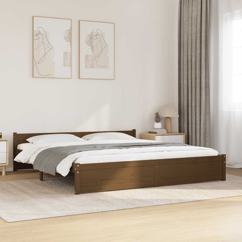 Bed Frame without Mattress Honey Brown Solid Wood 183x203 cm King