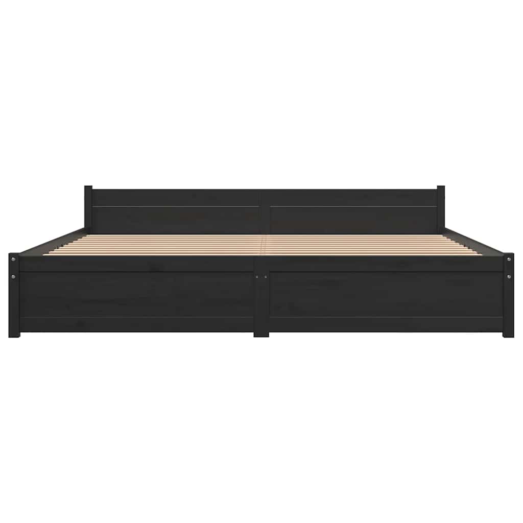 Bed Frame without Mattress Black Solid Wood 183x203 cm King