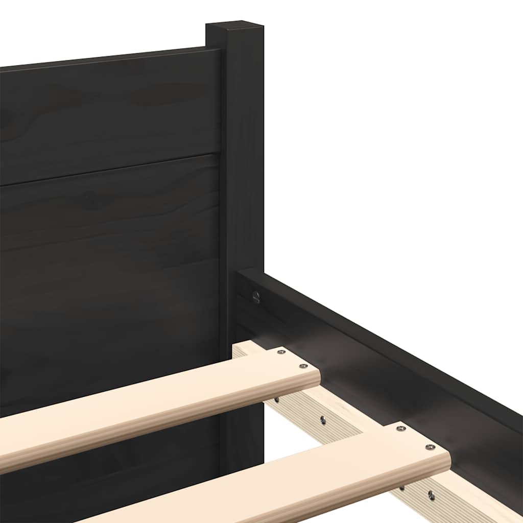 Bed Frame without Mattress Black Solid Wood 183x203 cm King