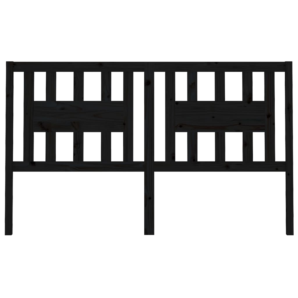 Headboard Black 141 cm Solid Wood Pine