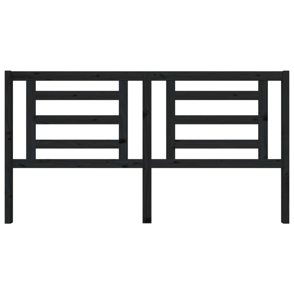 Bed Headboard Black 186 cm Solid Wood Pine