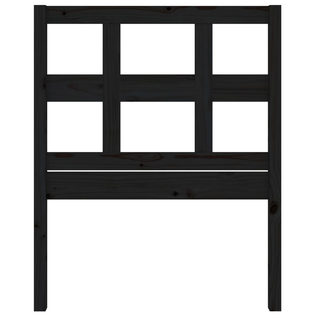 Bed Headboard Black 95.5 cm Solid Wood Pine