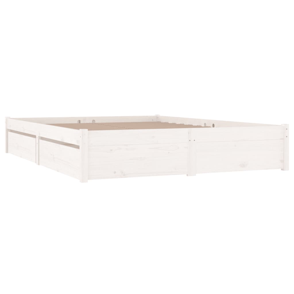 Bed Frame without Mattress with Drawers White 135x190 cm