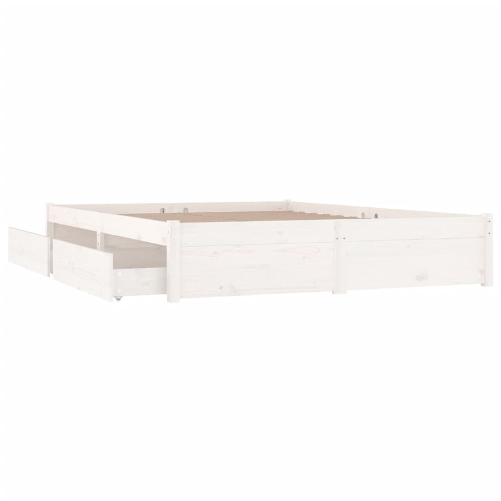 Bed Frame without Mattress with Drawers White 135x190 cm