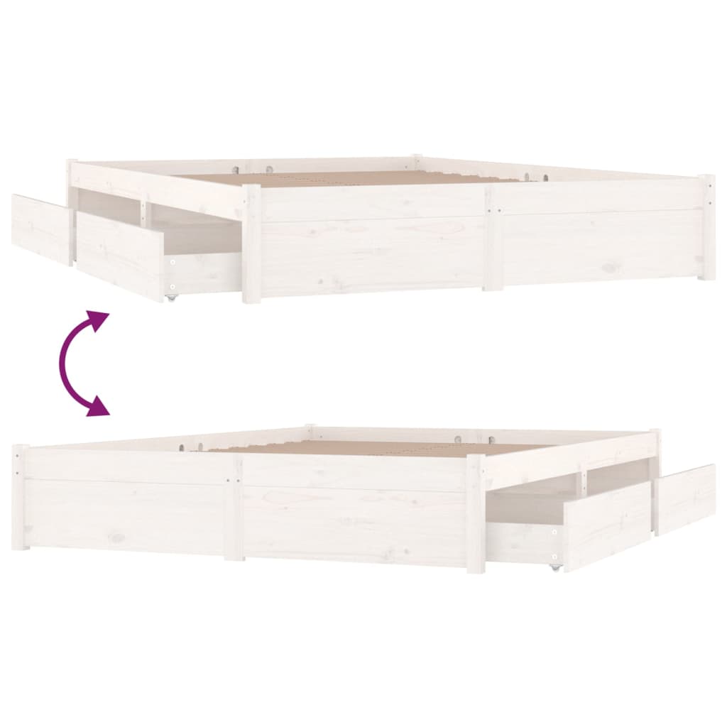 Bed Frame without Mattress with Drawers White 135x190 cm