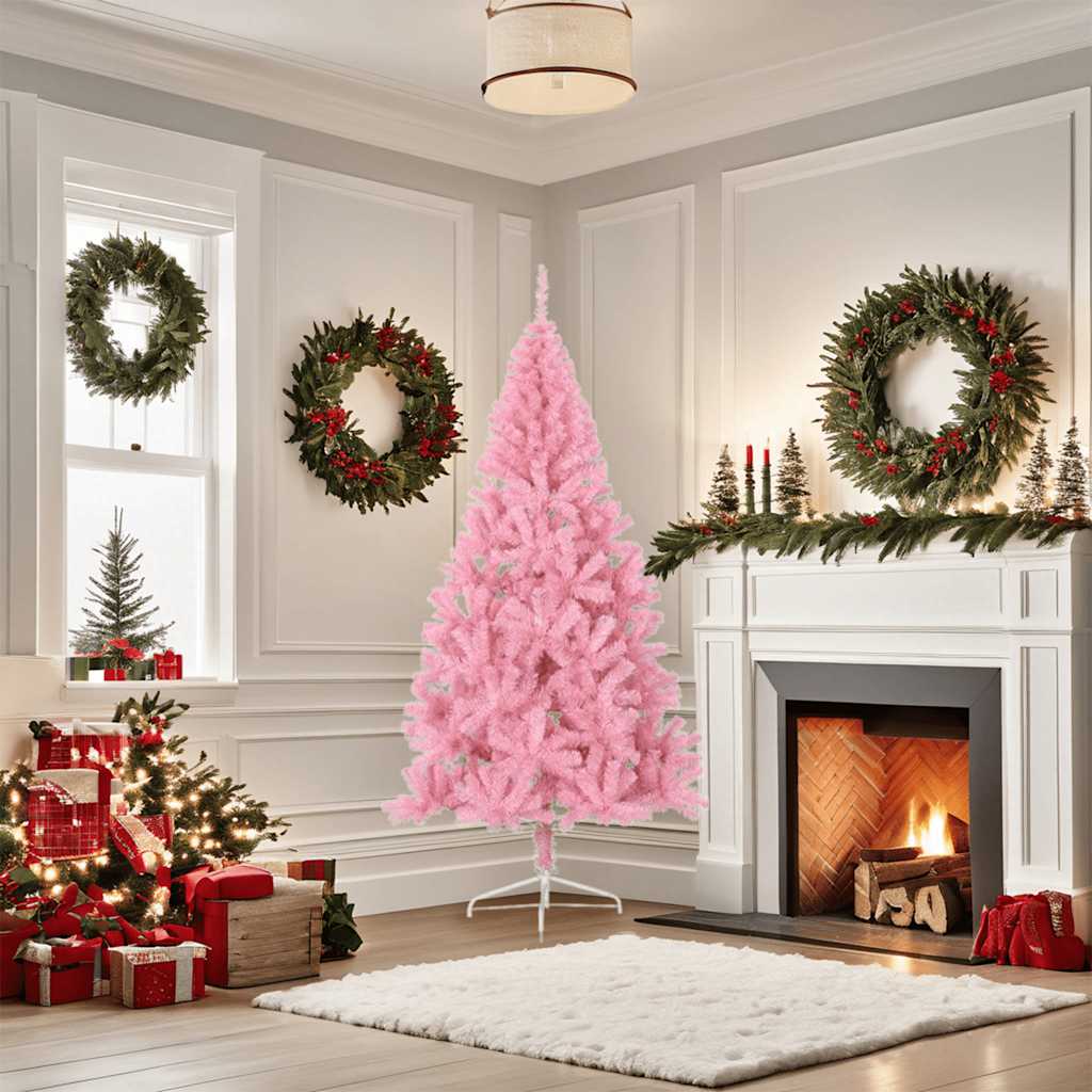 Artificial Half Christmas Tree with Stand Pink 180 cm PVC