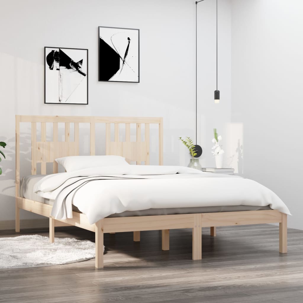 Bed Frame without Mattress Solid Wood 135x190 cm