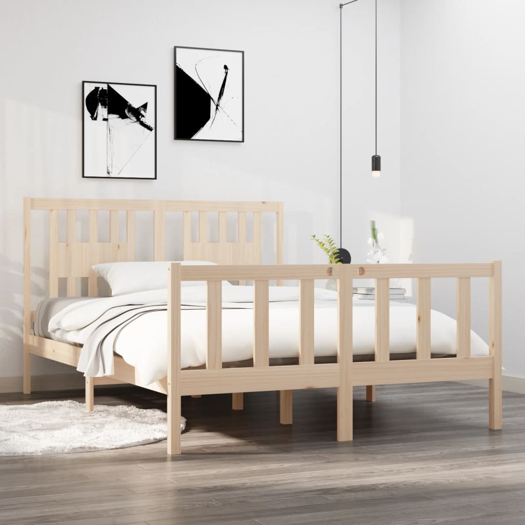 Bed Frame without Mattress 135x190 cm Solid Wood