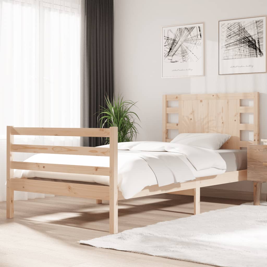 Bed Frame without Mattress 90x190 cm Solid Wood Pine