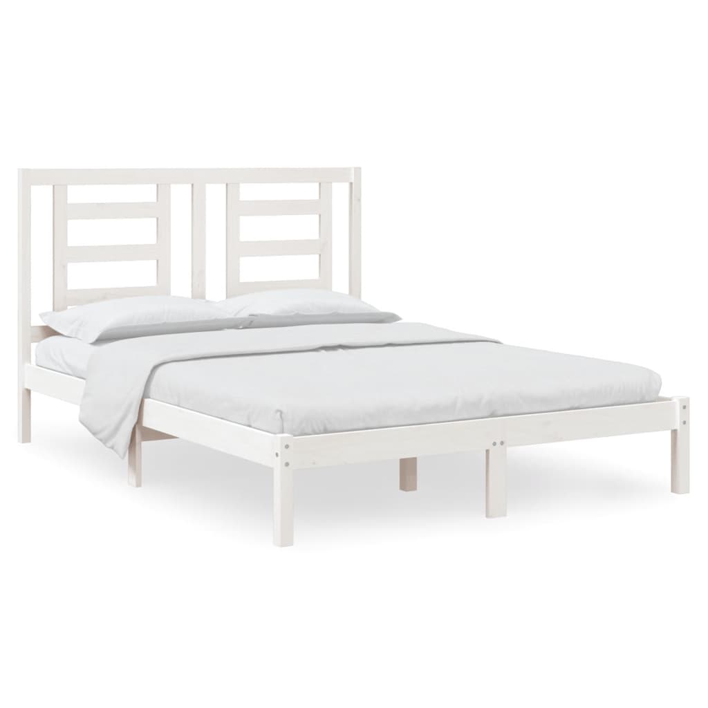 Bed Frame without Mattress White 150x200 cm Solid Wood Pine