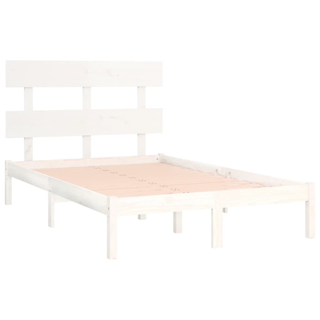 Bed Frame without Mattress White 150x200 cm Solid Wood